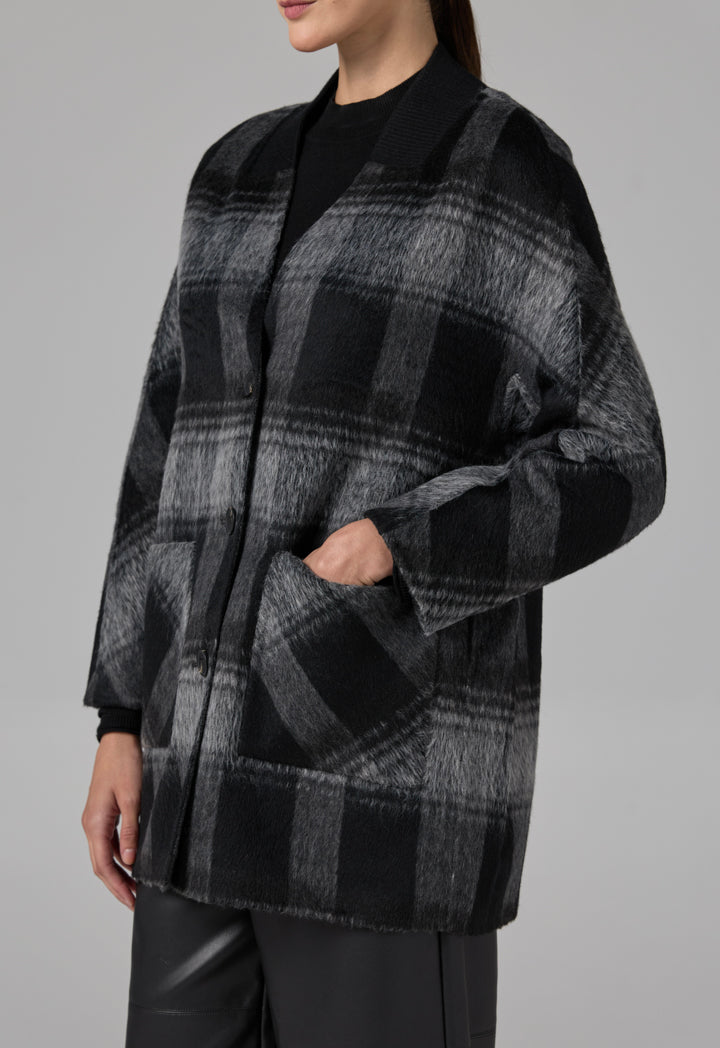 Choice Long Sleeve Contrast Cardigan Dark Grey/Black