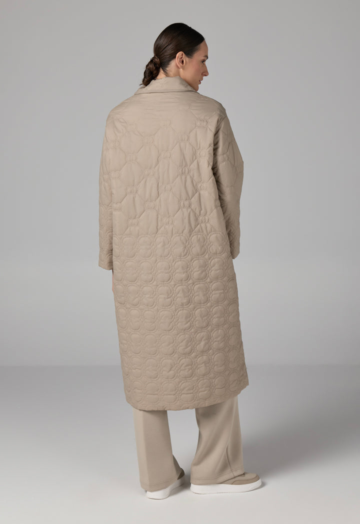 Choice  Embroidered Quilted Monogram Jacket Beige