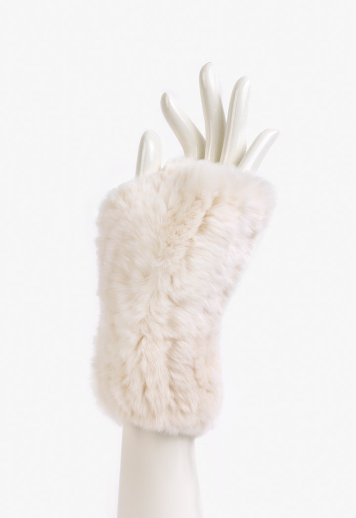 Choice Solid Faux Fur Gloves Cream
