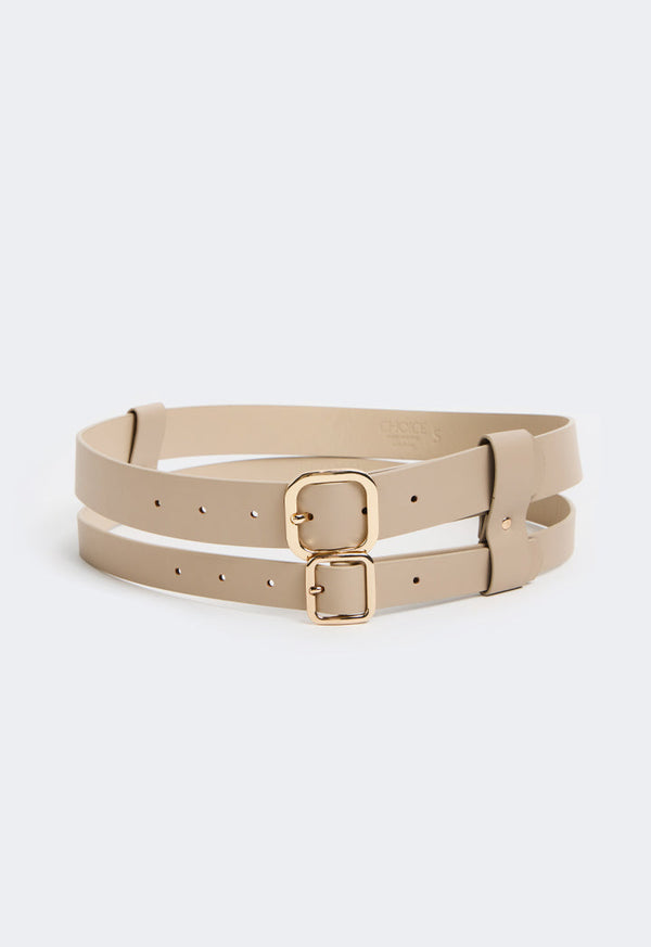 Choice Solid Double Strap Belt Beige