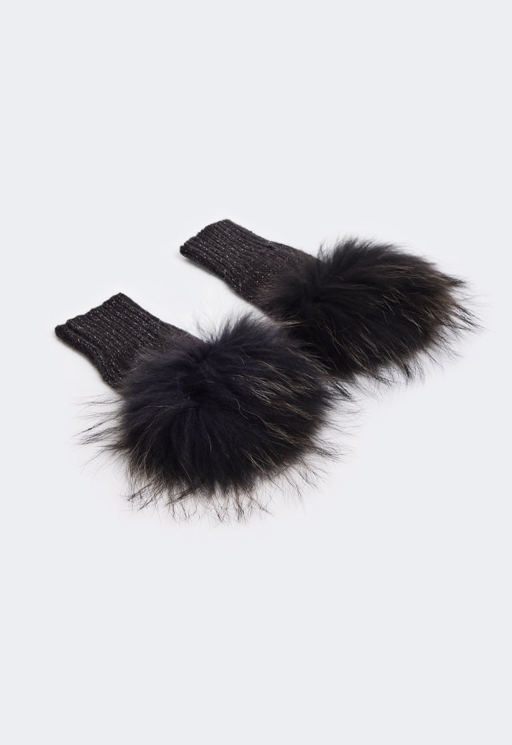 Choice Faux Rabbit Hair Gloves Black