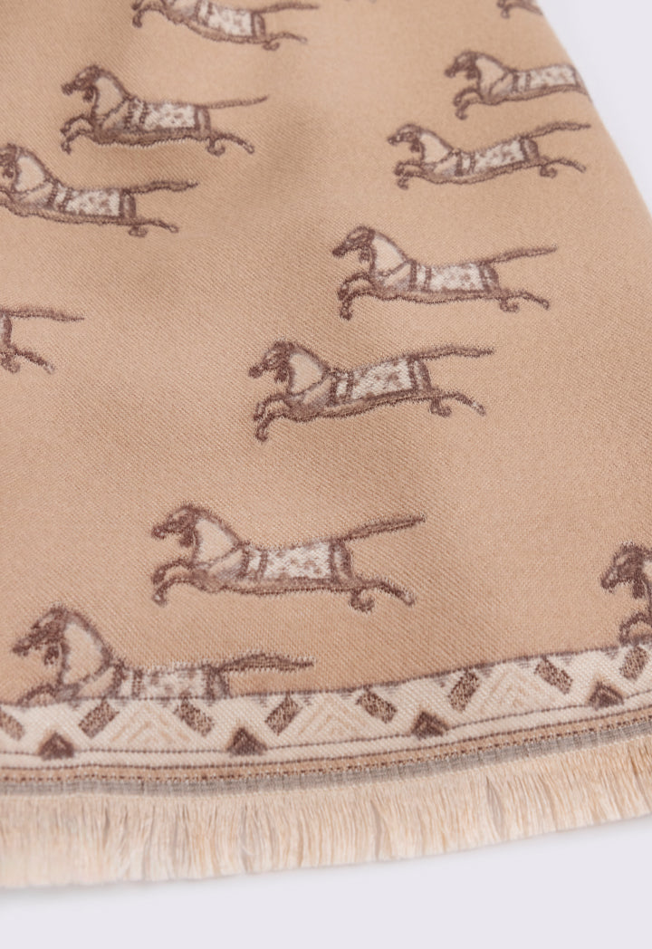 Choice Horse Print Knitted Shawl Beige