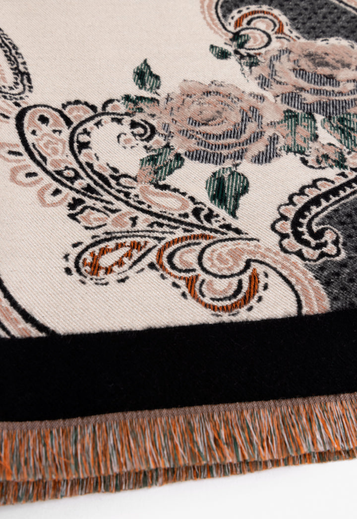 Choice Floral Print Knitted Shawl Black