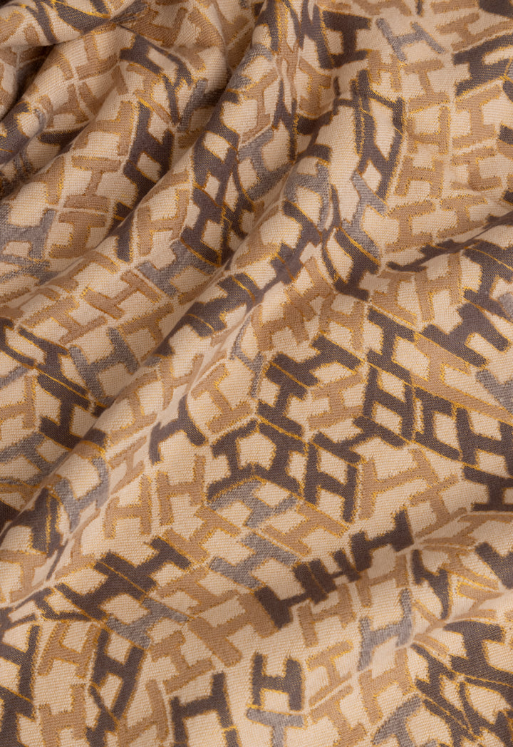 Choice Geometric Pattern Knitted Shawl Beige