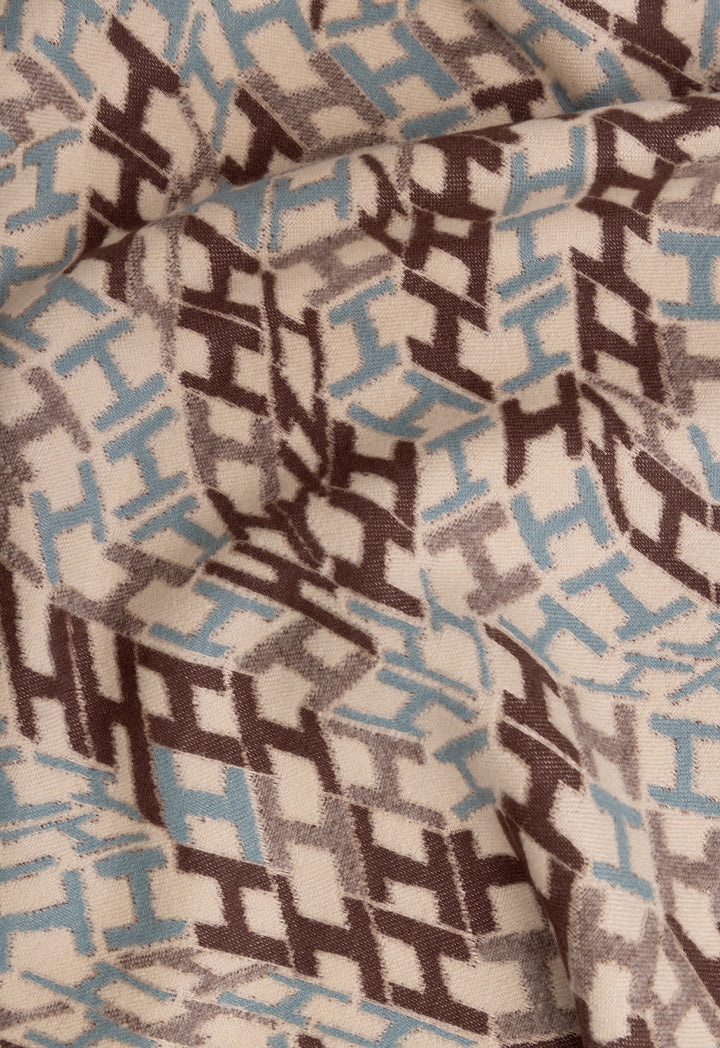 Choice Geometric Pattern Knitted Shawl Blue