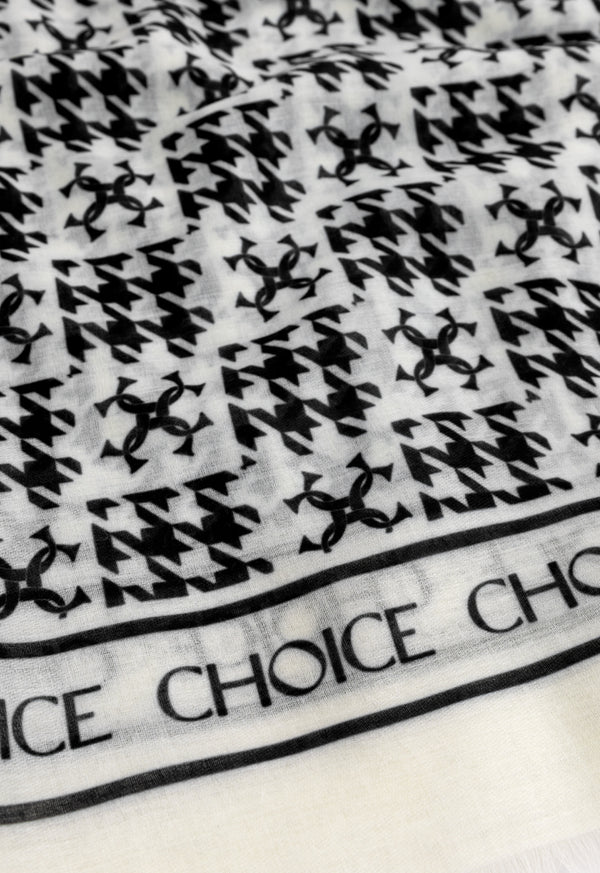 Choice Proof Houndstooth Shawl Offwhite/Black