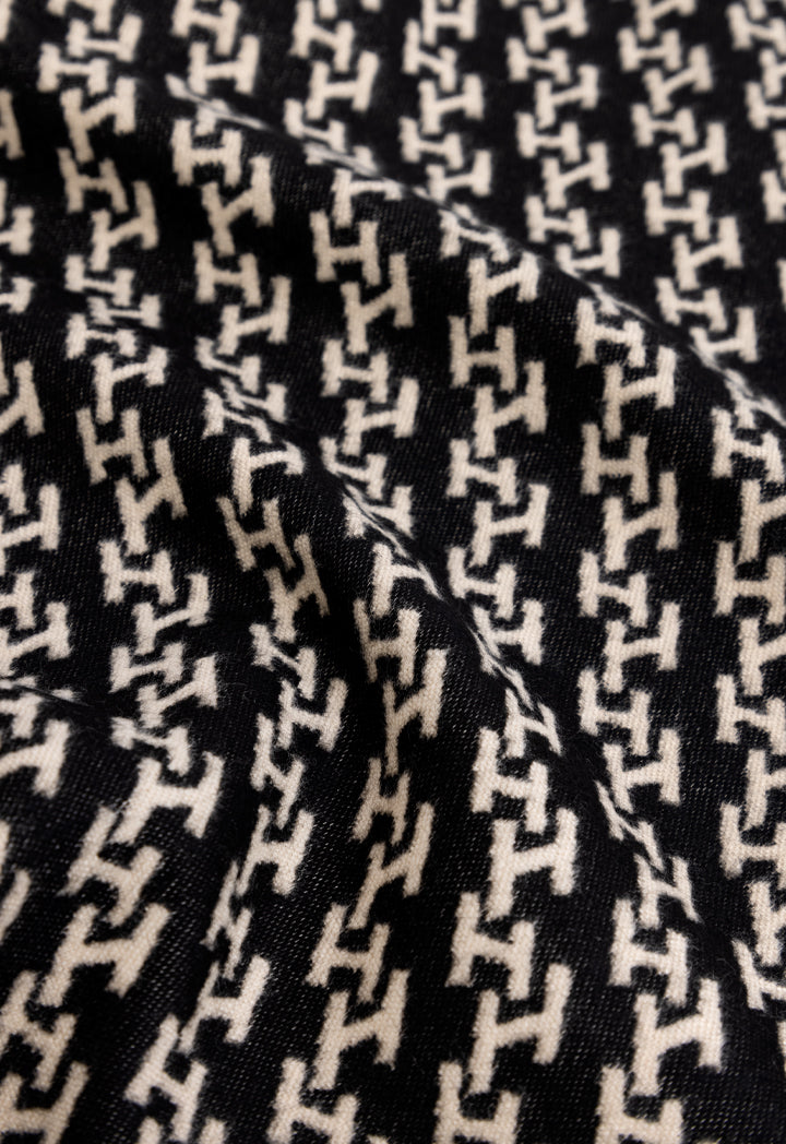Choice Knitted Monogram Shawl Black