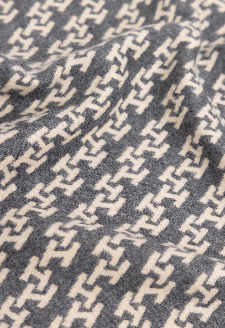 Choice Knitted Monogram Shawl Grey