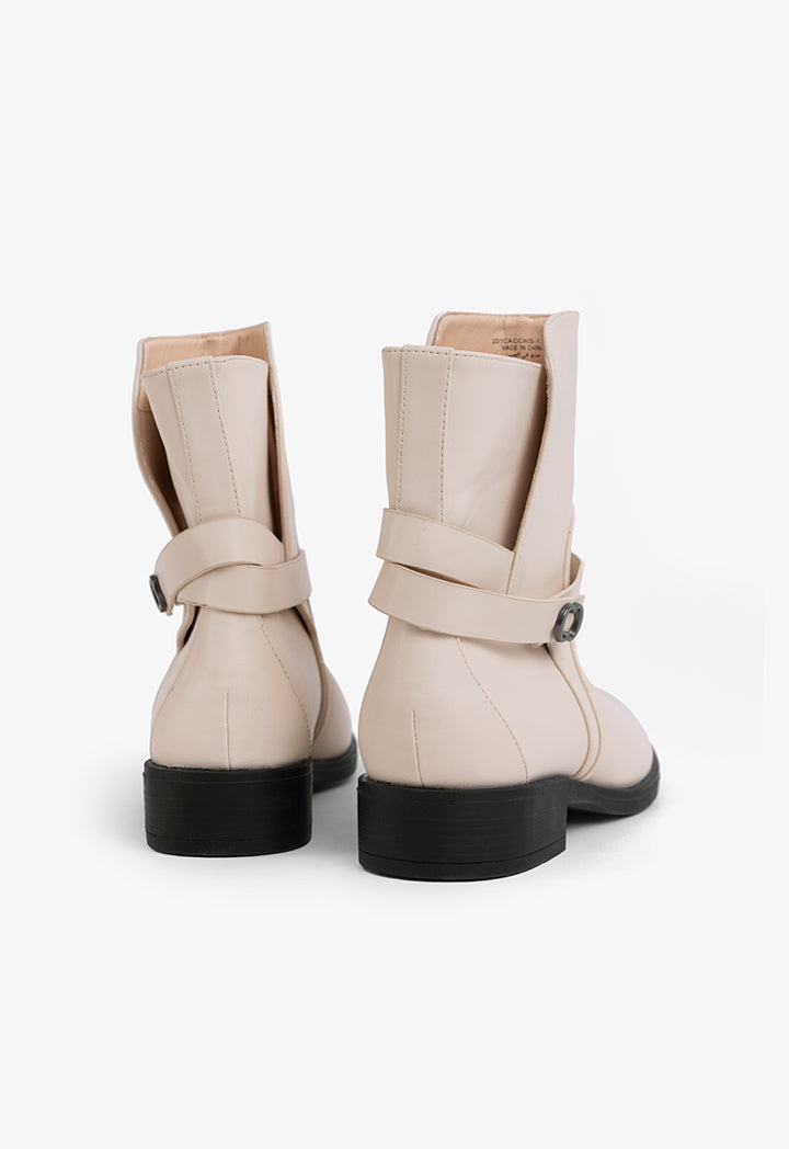 Choice Solid Winter Ankle Boots Off White