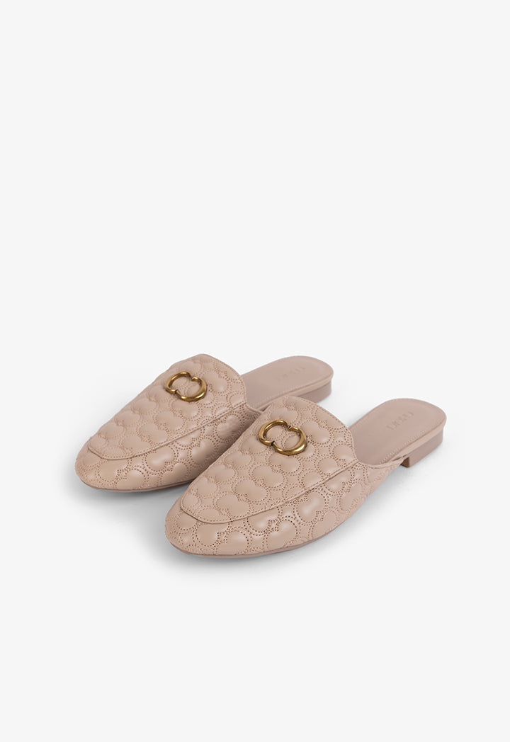 Choice Embellished Quilted Mules Nude