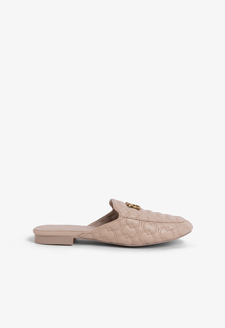 Choice Embellished Quilted Mules Nude