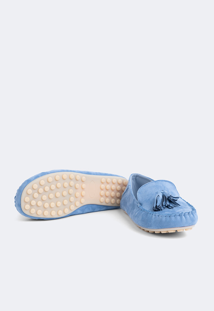 Choice Tassel Suede Loafers Blue