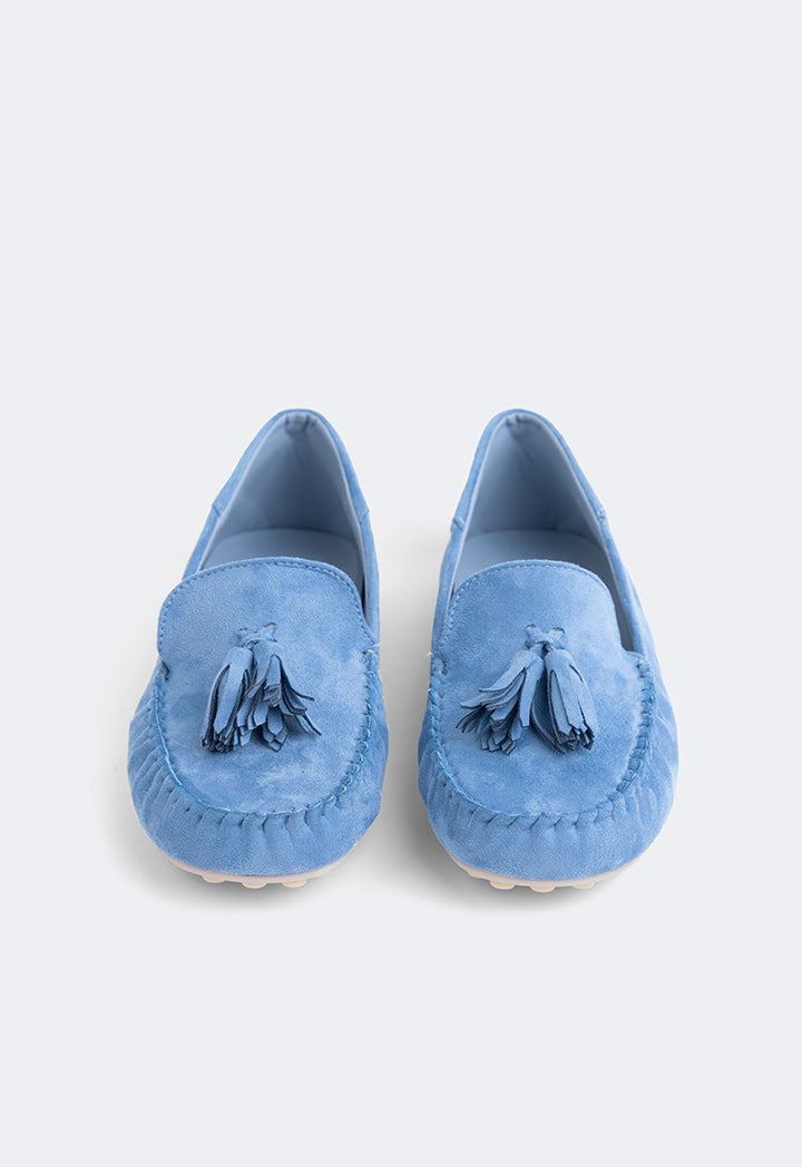 Choice Tassel Suede Loafers Blue