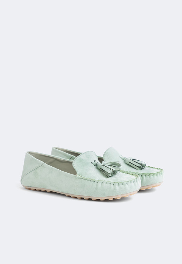 Choice Tassel Suede Loafers Green