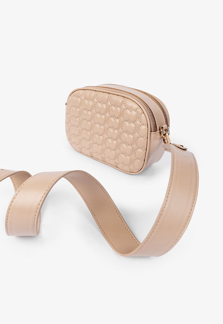 Choice Solid Monogram Quilted Crossbody Bag Beige