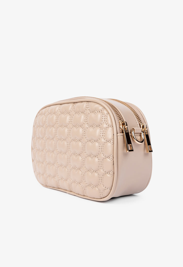 Choice Solid Monogram Quilted Crossbody Bag Beige