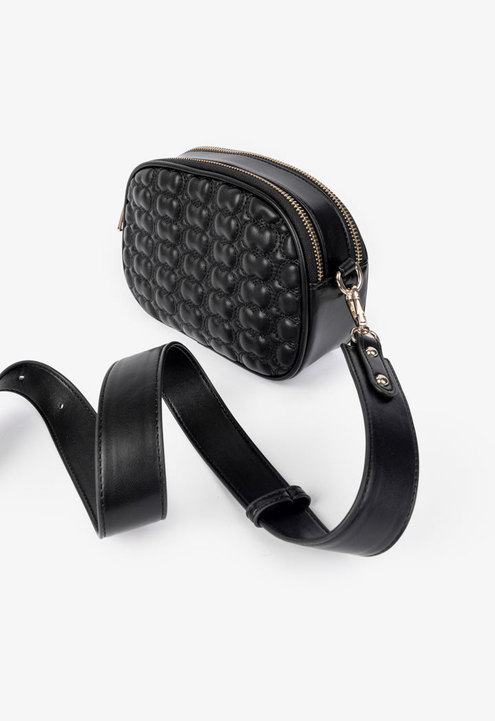 Choice Solid Monogram Quilted Crossbody Bag Black