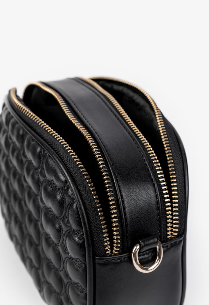 Choice Solid Monogram Quilted Crossbody Bag Black