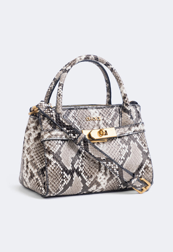 Choice Iconic Metallic Turn Lock Handbag Grey