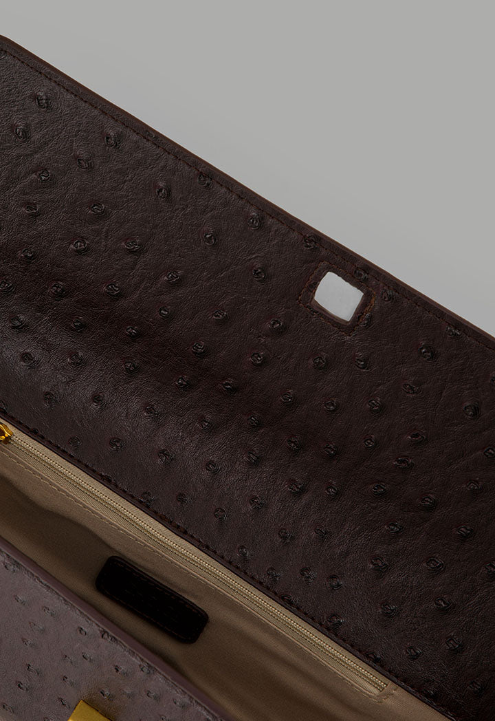 Choice Top Handle Textured Clutch Dark Brown