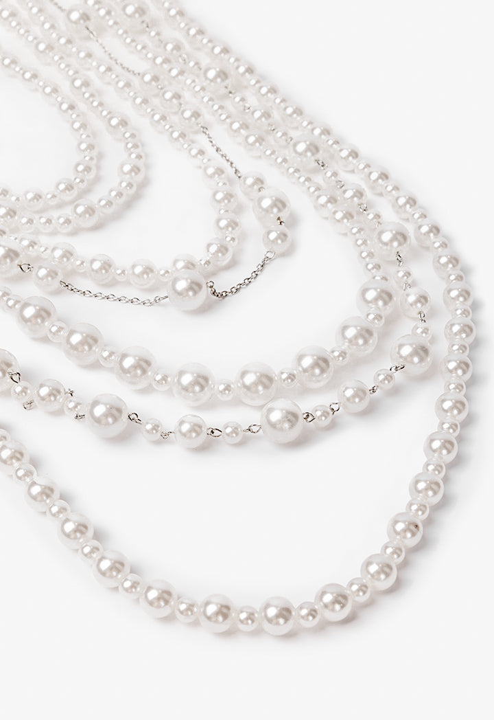 Choice Pearl Detailed Multi Necklace White