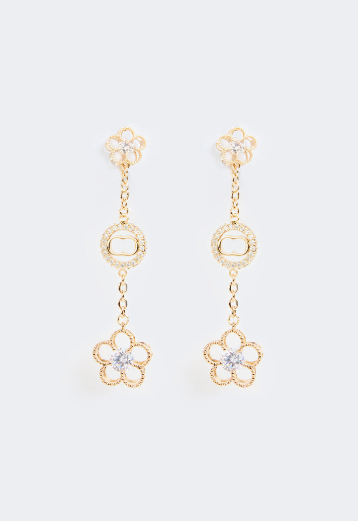 Choice Long Crystal Embellished Clove Earrings Gold