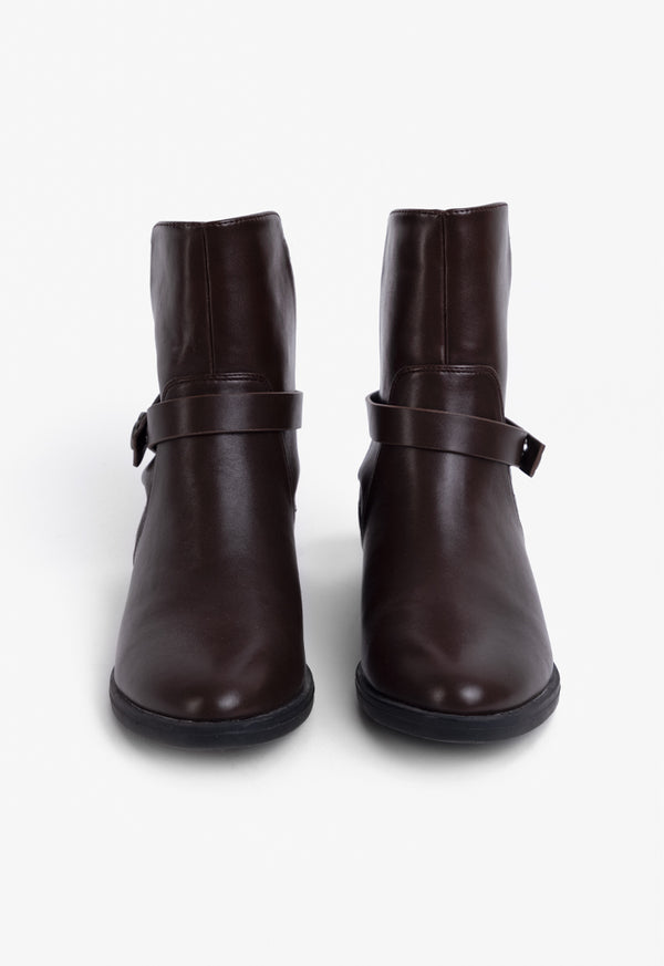 Choice Solid Winter Ankle Boots Brown