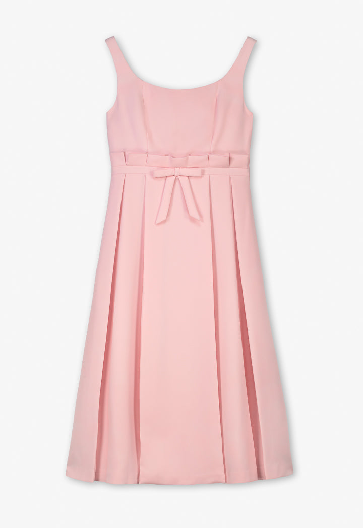Choice Solid Sleeveless Pleated Dress Pink