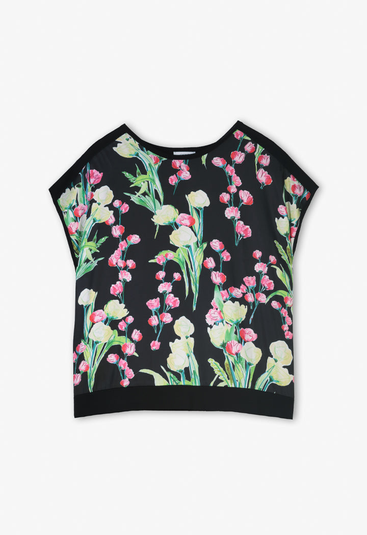Choice Sleeveless Floral Print Top Multi Color