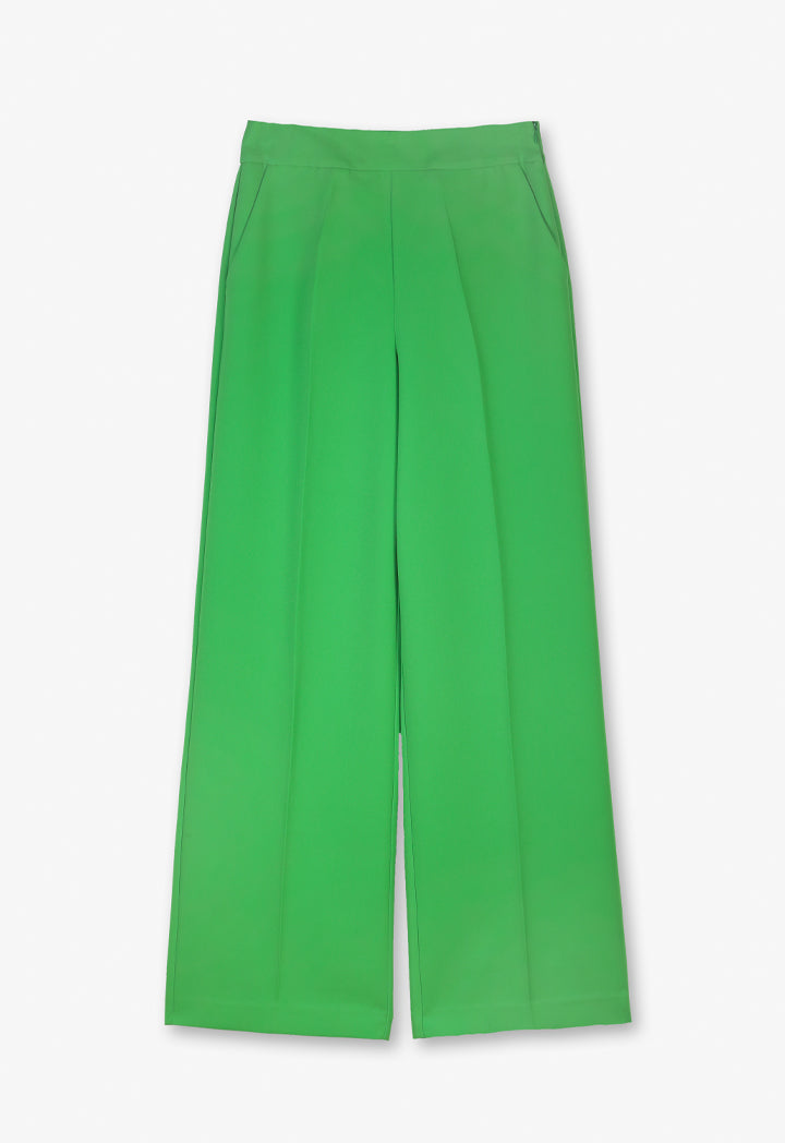 Choice High-Waist Solid Wide Legs Trousers Green