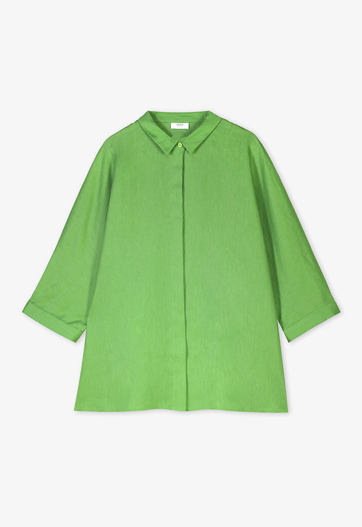 Choice Long Kimono Sleeves Basic Shirt Green