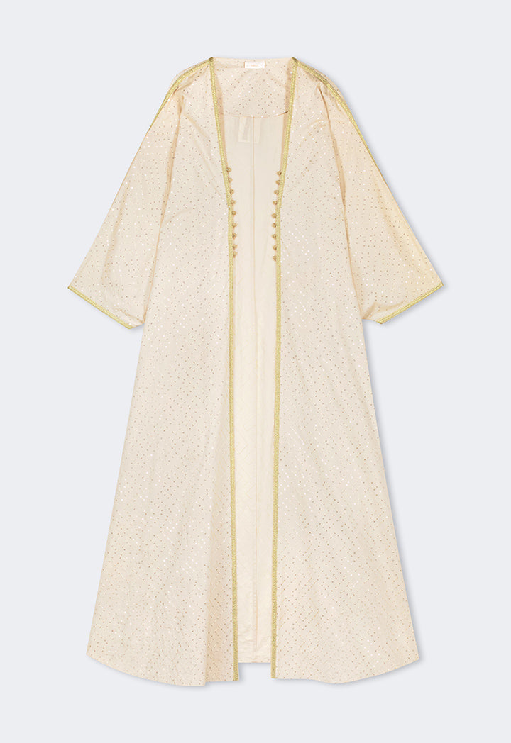 Choice Oversized Sequin Maxi Abaya Beige