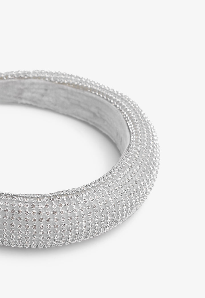Choice Crystal Embellished Wide Hairband Silver