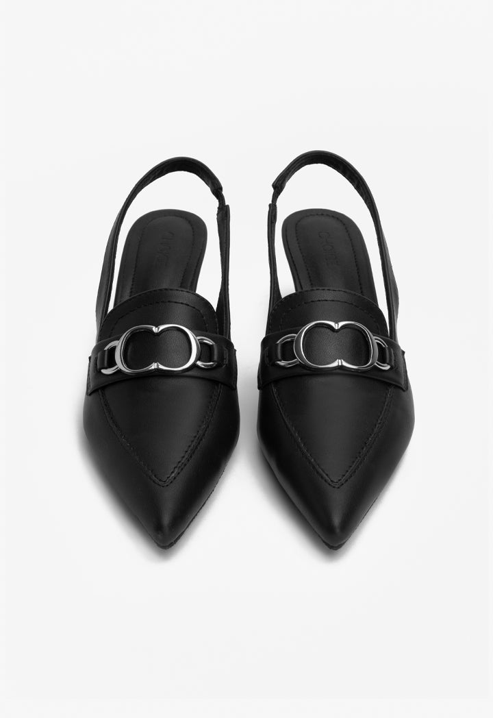 Choice Pu Leather Sling Heels Black