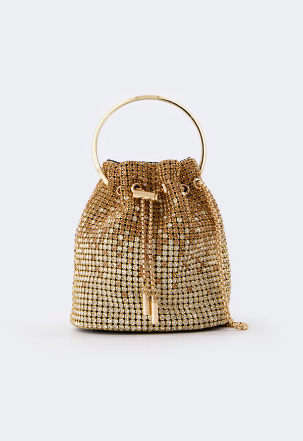 Choice Ombre Crystal Bucket Bag Gold