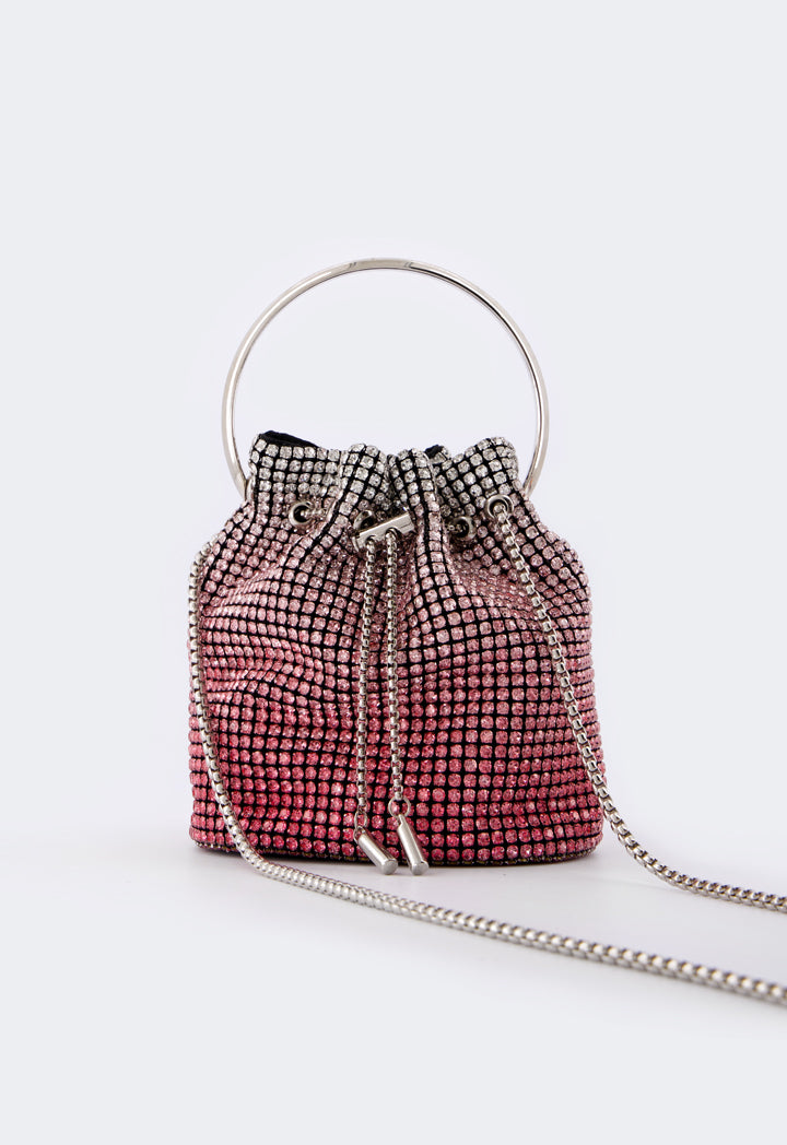 Choice Ombre Crystal Bucket Bag Pink