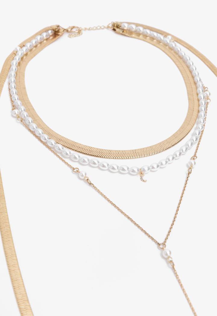Choice Faux Pearls Snake Chain Gold