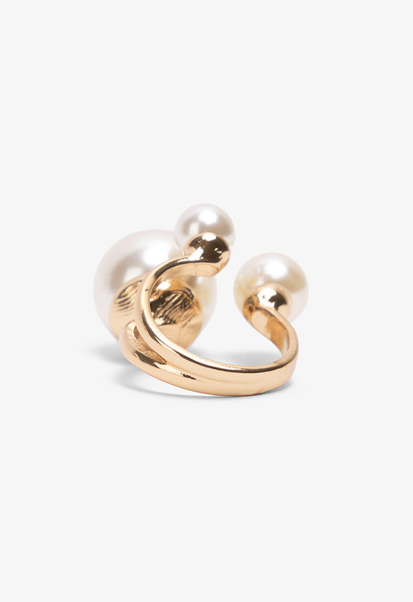 Choice Chunky Faux Pearls Ring Off White