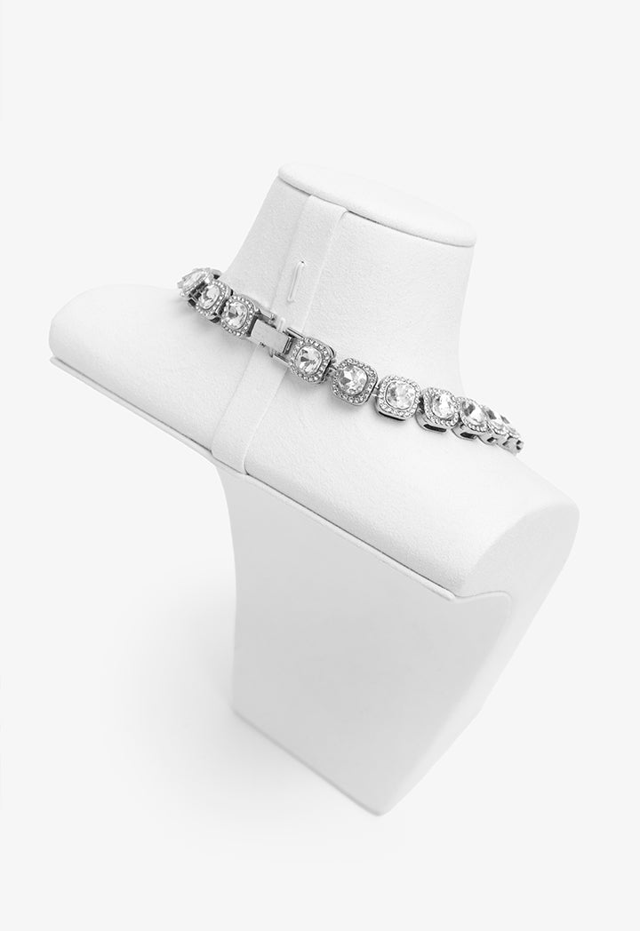 Choice Square Cut Crystal Necklace Silver