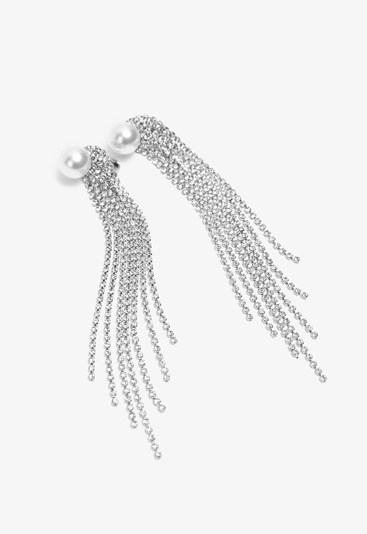 Choice Embellished Crystal Fringes Earrings Silver