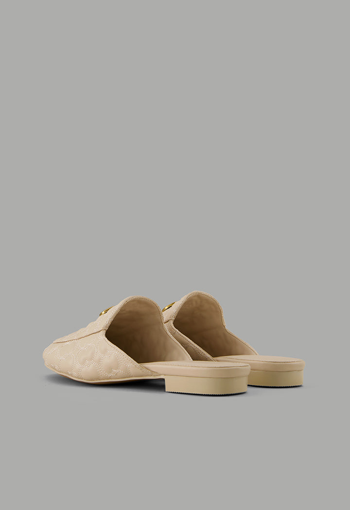 Choice Quilted Embellished Mules Nude