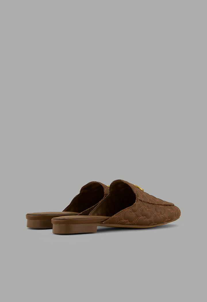 Choice Quilted Embellished Mules Brown