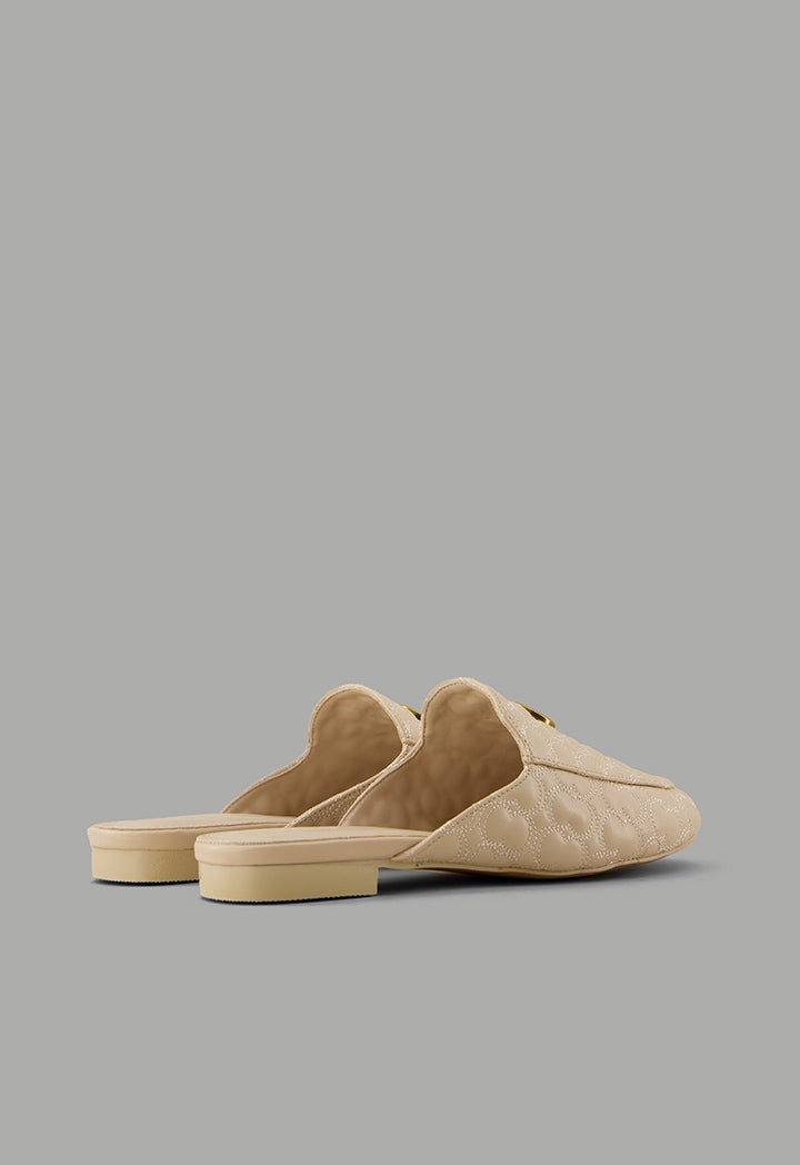 Choice Quilted Embellished Mules Nude