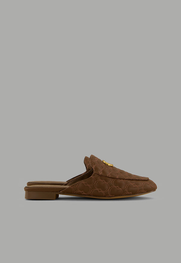 Choice Quilted Embellished Mules Brown