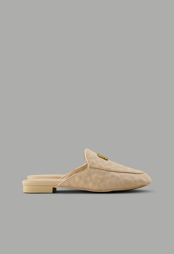 Choice Quilted Embellished Mules Nude