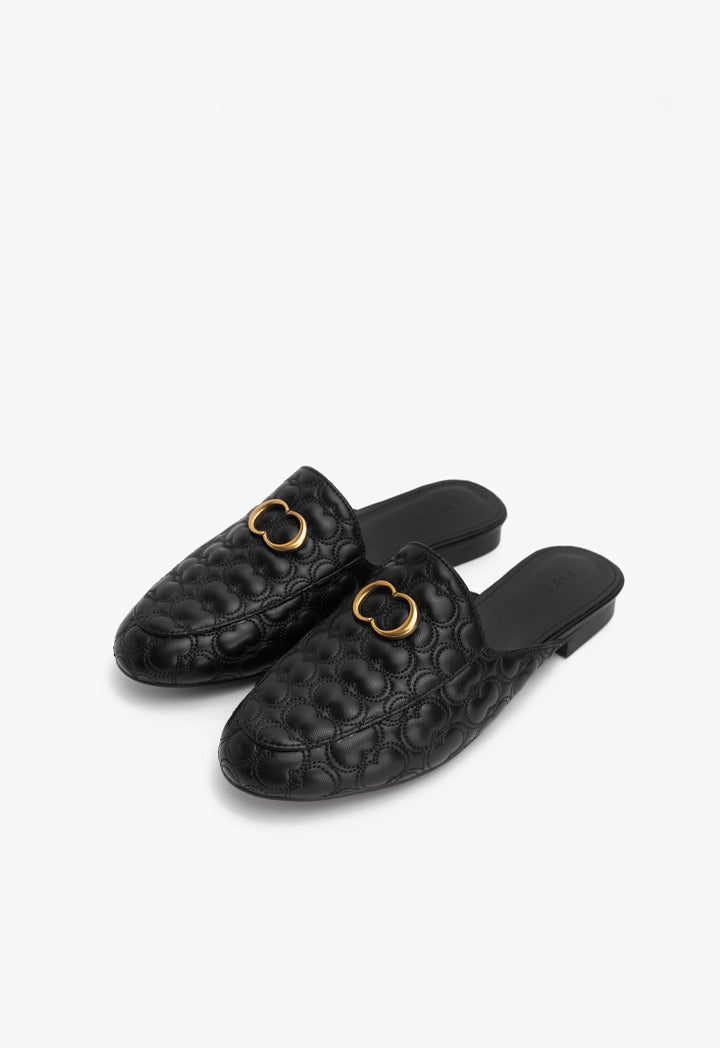 Choice Quilted Embellished Mules Black