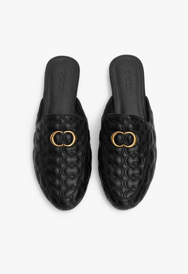 Choice Quilted Embellished Mules Black