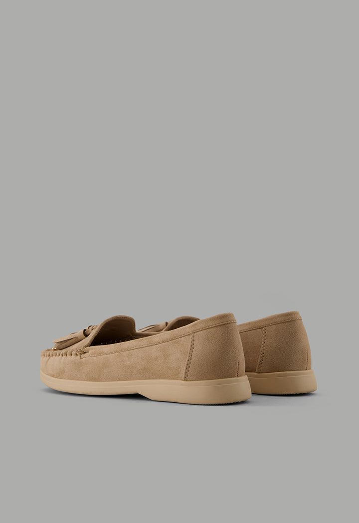 Choice Tassel Suede Loafers Beige