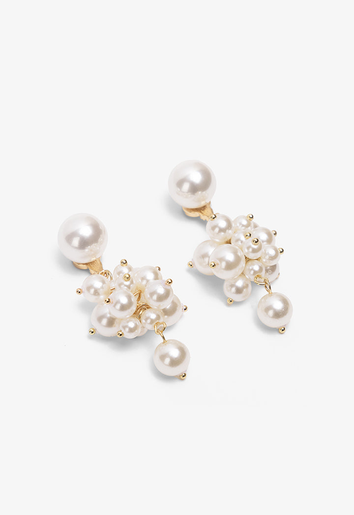 Choice Faux Pearls Embellished Earrings White