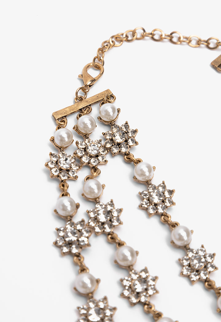 Choice Multistring Embellished Necklace Gold